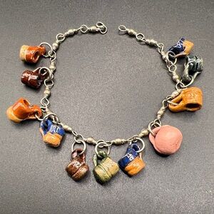 Vintage clay mugs charm bracelet